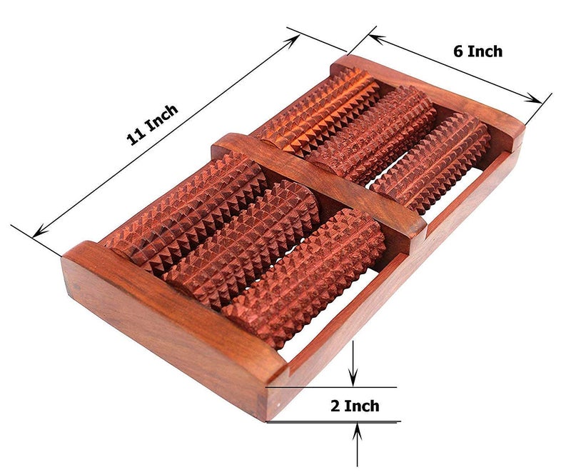 Flavoma 6 Roller Sheesham Wooden Foot Massager | Massage Roller for Back, Neck, Shoulders & Legs, Large Foot Massager for Pain Relief | Body Stress Buster & Accupressure - Image 3