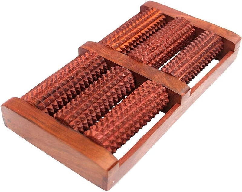 Flavoma 6 Roller Sheesham Wooden Foot Massager | Massage Roller for Back, Neck, Shoulders & Legs, Large Foot Massager for Pain Relief | Body Stress Buster & Accupressure - Image 2