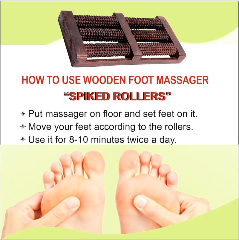Flavoma 6 Roller Sheesham Wooden Foot Massager | Massage Roller for Back, Neck, Shoulders & Legs, Large Foot Massager for Pain Relief | Body Stress Buster & Accupressure - Image 5