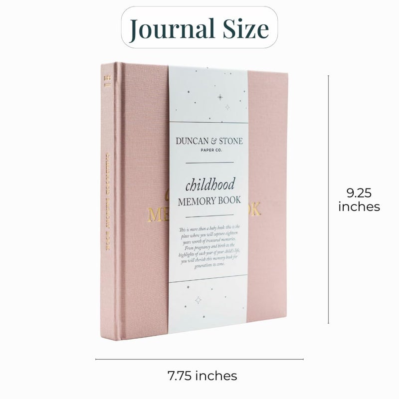 DUNCAN & STONE PAPER CO. Childhood Memory Book - Elegant Child Memory Book from Pregnancy to Age 18 W/Prompts, Space for Photos & More - Baby Journal (175 Pages, Dusty Rose) - Image 2