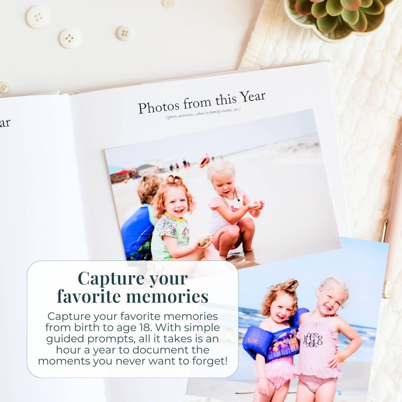 DUNCAN & STONE PAPER CO. Childhood Memory Book - Elegant Child Memory Book from Pregnancy to Age 18 W/Prompts, Space for Photos & More - Baby Journal (175 Pages, Dusty Rose) - Image 3