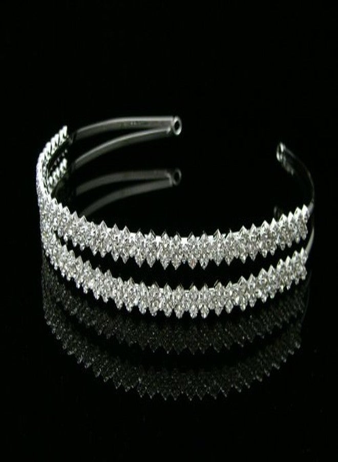 سامكي تاج زفاف أنيق وبسيط مرصع بأحجار الراين الكريستالية من سامكي - طوق مزدوج T477 - Image 5