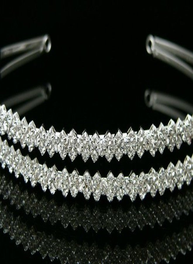 سامكي تاج زفاف أنيق وبسيط مرصع بأحجار الراين الكريستالية من سامكي - طوق مزدوج T477 - Image 4