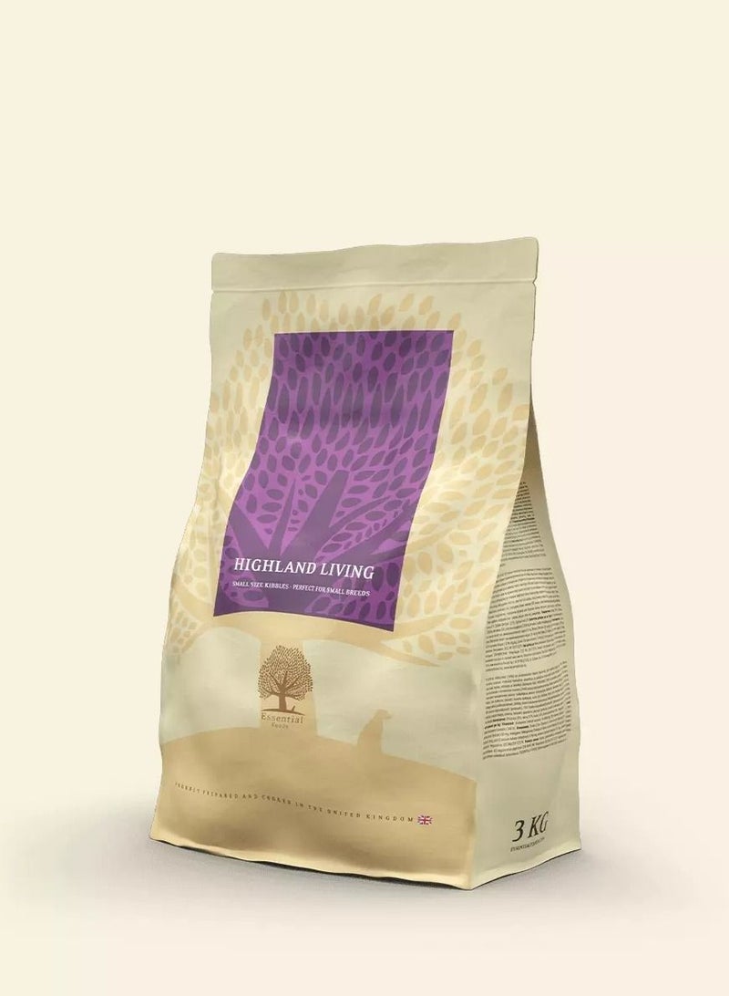 Highland Living Dog Dry Food - local angus beef, Turkey, Scottish Salmon for small breed dogs 2.5KG