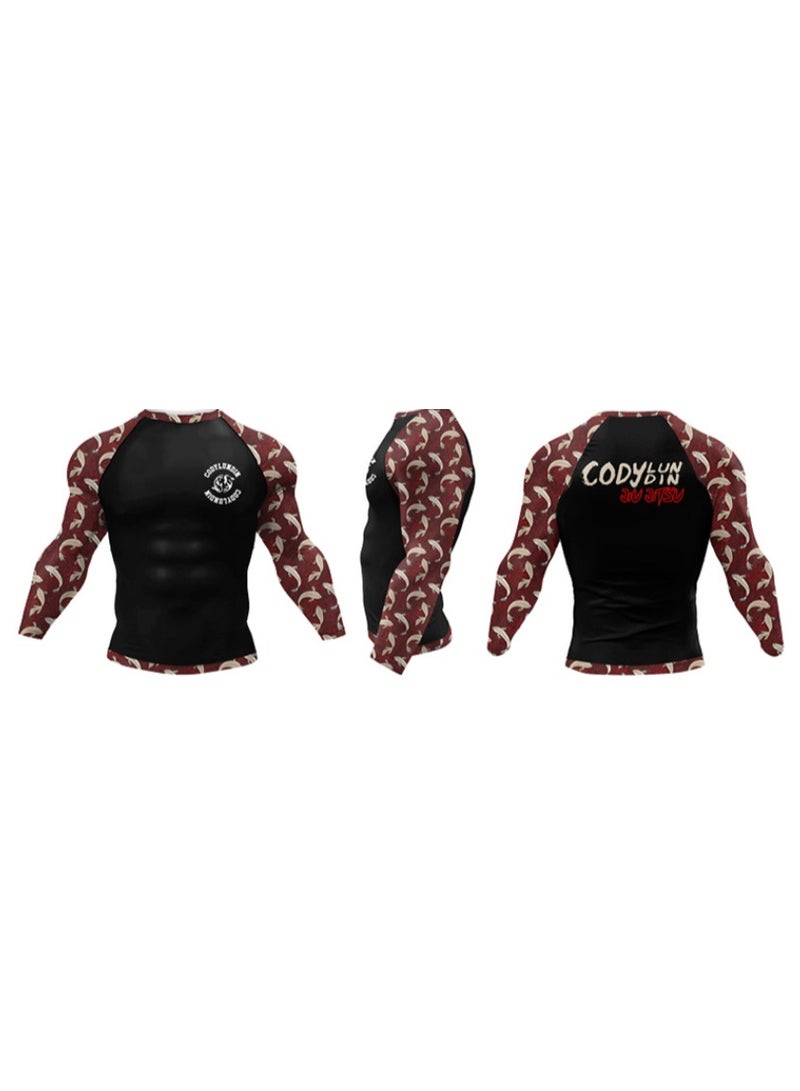 تي شيرتات ضغط للرجال MMA BJJ موياي تاي رياضة تي شيرت بأكمام طويلة كمال الأجسام تمرين لياقة بدنية قميص جيم - Image 2