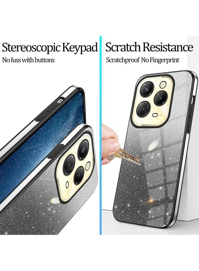 Asan Ge Infinix Hot 40/40 Pro Silicone Glitter Case, Bling Plating Shockproof  Protective Cover for Infinix Hot 40/Infinix Hot 40 Pro, Luxury Slim Case for Women Men - Black - Image 3