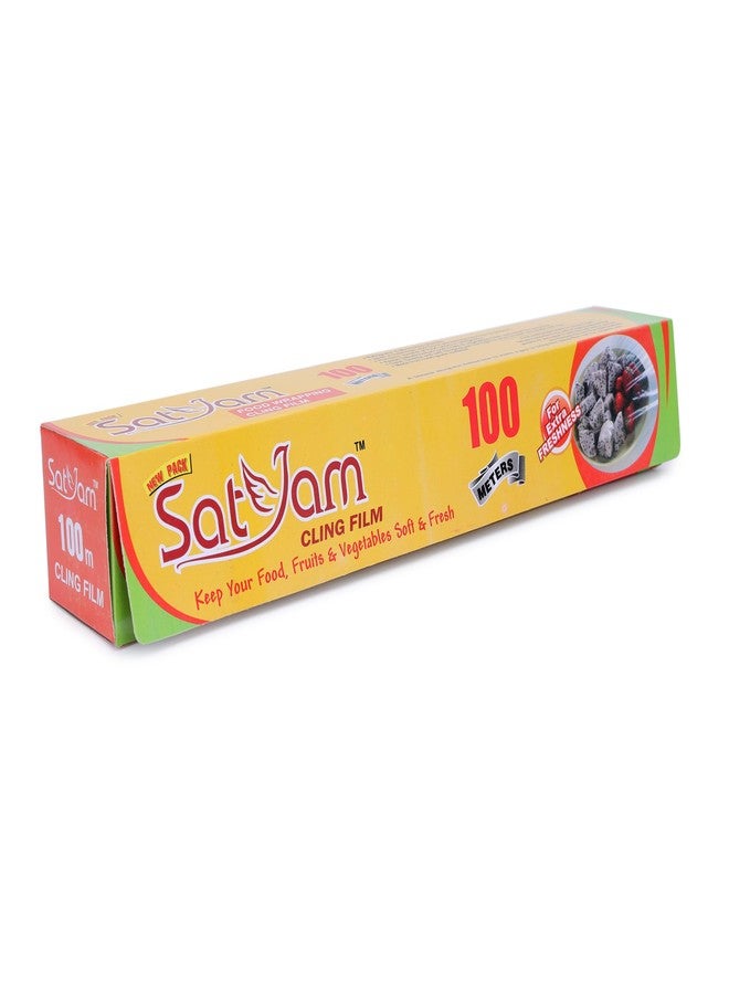 SATYAM غلاف بلاستيكي من ساتيام، 100 متر، ورق تغليف متعدد الأغراض للطعام، غلاف غذائي، لفة تغليف طعام قابلة للتحلل الحيوي، تخزين وتغليف الطعام للحفاظ على نضارته (عبوة من قطعة واحدة) - Image 4
