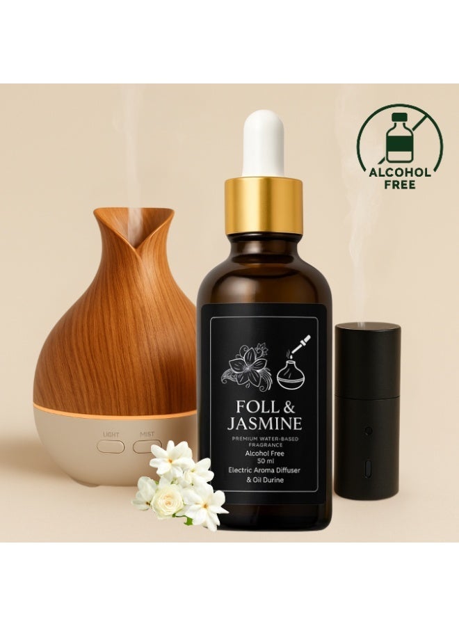 عطر فل وياسمين مركز للفواحات الكهربائية بالبخار والالتراسونيك -  (زجاجه اعاده الملئ) 50مل - خالٍ من الكحول وآمن صحيًا - ثبات قوي وجودة فاخرة - Image 1