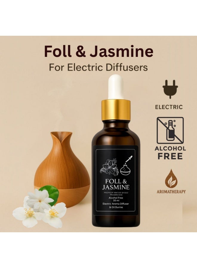Concentrated Jasmine & Foll Fragrance for Electric Steam Diffusers (Refill Bottle)– 50 ml – Alcohol-Free & Health-Safe – Strong Longevity & Premium Quality - Image 1