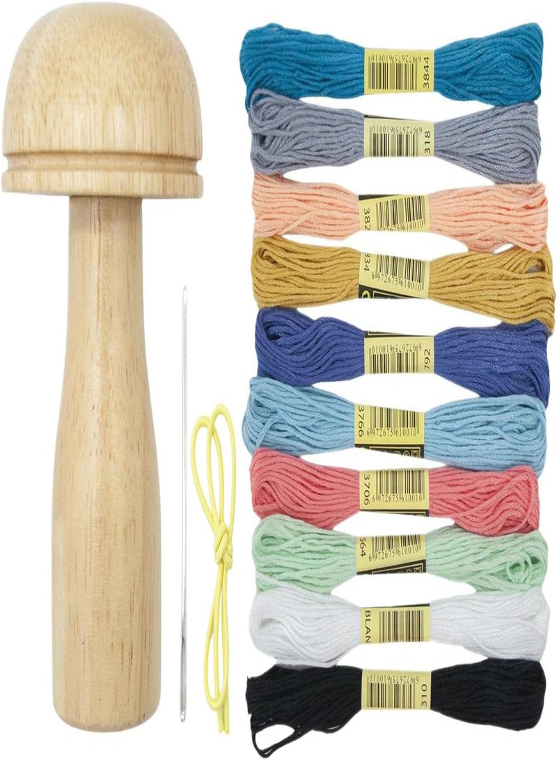 GGOOT Sock Darning Tool,Hand Sewing Mending Kit - Wooden Darning Tool Compact Lightweight Sewing Kits with Ten Threads for Darning Socks, Sweaters, Pants, Hats, Scarves - Image 1