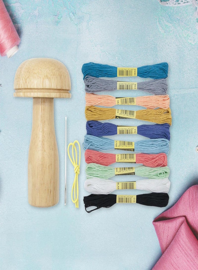 GGOOT Sock Darning Tool,Hand Sewing Mending Kit - Wooden Darning Tool Compact Lightweight Sewing Kits with Ten Threads for Darning Socks, Sweaters, Pants, Hats, Scarves - Image 3