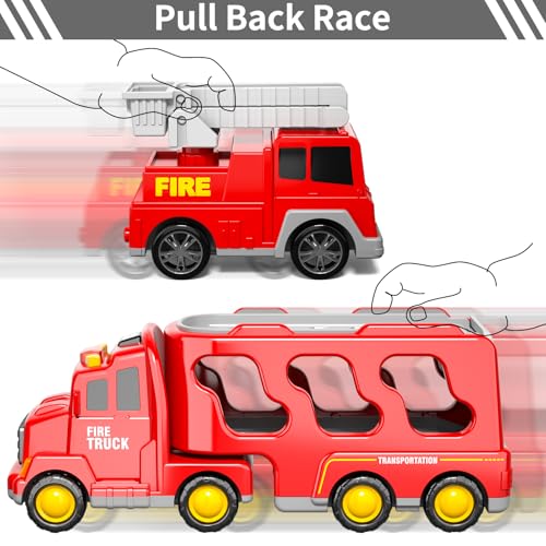 Bennol 5-in-1 Fire Trucks Toy Set for Boys Age 1-3 3-5, Fire Car Truck for Toddlers 1 2 3 4 5 6 Years Old, Christmas Birthday Gift Car Sets with Light Sound - Image 4