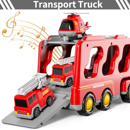 Bennol 5-in-1 Fire Trucks Toy Set for Boys Age 1-3 3-5, Fire Car Truck for Toddlers 1 2 3 4 5 6 Years Old, Christmas Birthday Gift Car Sets with Light Sound - Image 3