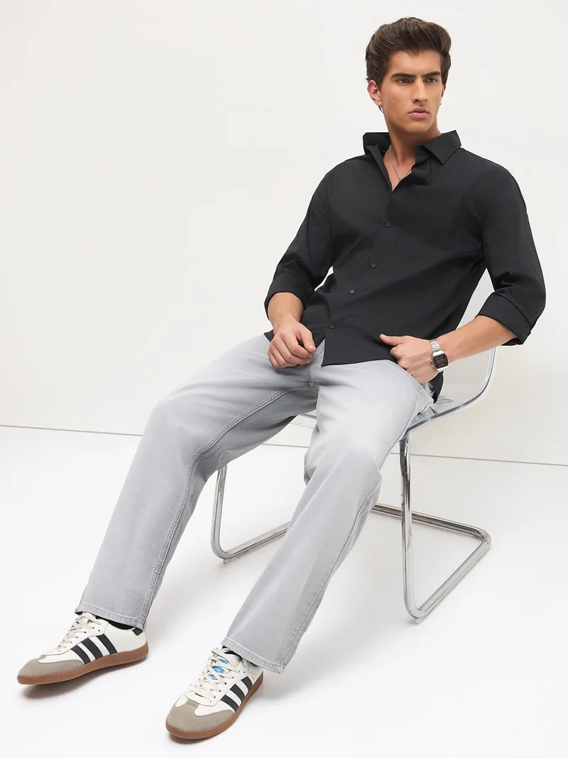 Urbano Fashion  Urbano Fashion Men's Light Grey Loose Baggy Fit Heavy Washed Faded Denim Jeans Non-Stretchable for Men | Best Price UAE