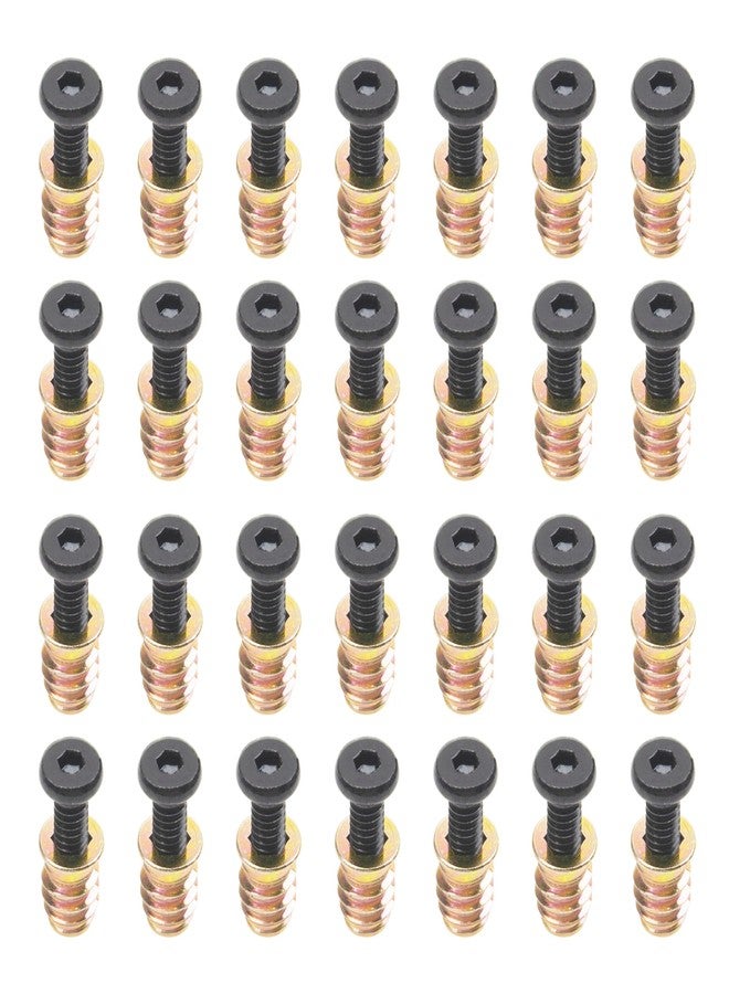 Rrina 28 Sets 1/4-20 x 25/32" Furniture Screw Nut Threaded Wood Inserts Bolt Fastener Connector Hex Socket Drive 1/4-20 x 19/32" Screw-in Nuts - Image 1