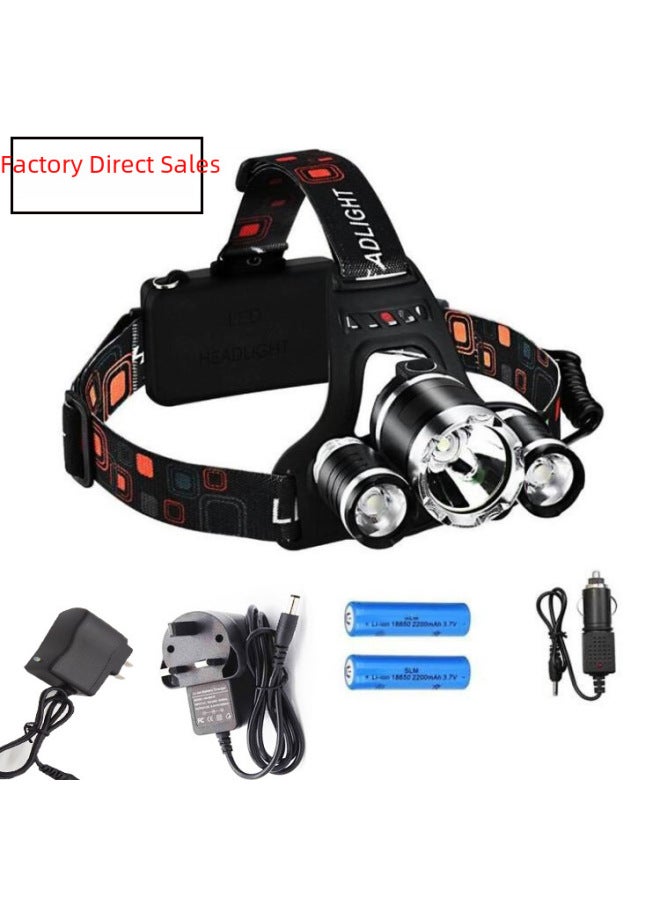 Loquat Headlamp Headlight Hat Clip-on Cap Light Outdoor Sports Running Cycling Camping Fishing Lamp Torch Led Flashlight-Color:Headlight +2 18650 Batteries + European Standard Charger + Black Car Charger + - Image 3
