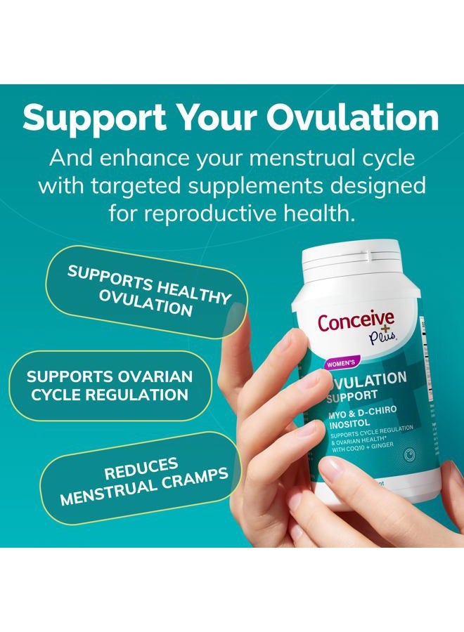 Conceive Plus دعم الإباضة | ميو-إنوزيتول ودي-كيرو إنوزيتول لخصوبة النساء | مكملات تكيس المبايض لصحة الإنجاب وتوازن الهرمونات للنساء | كيو10، حمض الفوليك، زنجبيل | إمداد لمدة 30 يومًا - Image 3