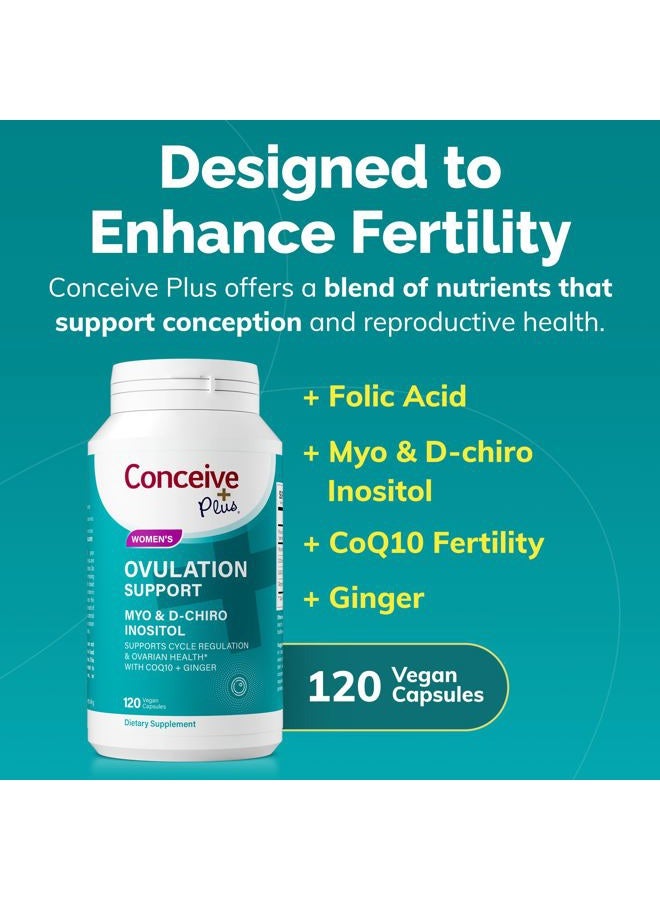 Conceive Plus دعم الإباضة | ميو-إنوزيتول ودي-كيرو إنوزيتول لخصوبة النساء | مكملات تكيس المبايض لصحة الإنجاب وتوازن الهرمونات للنساء | كيو10، حمض الفوليك، زنجبيل | إمداد لمدة 30 يومًا - Image 5