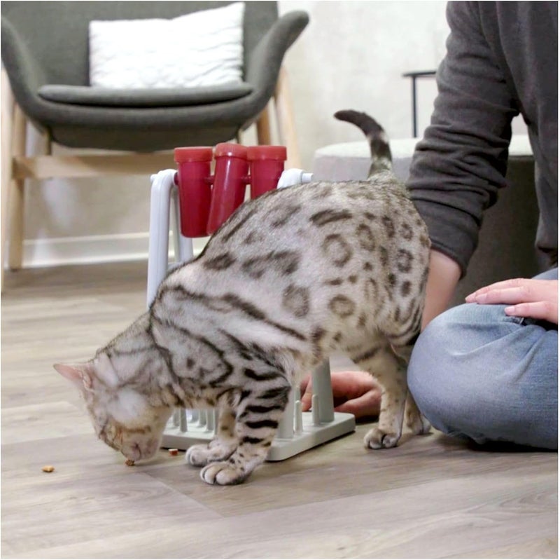 TRIXIE Cat Activity Turn Around Strategy Game Slow Feeder Interactive Treat Toy All Breed Sizes 9 x 7 x 13 in - Image 2