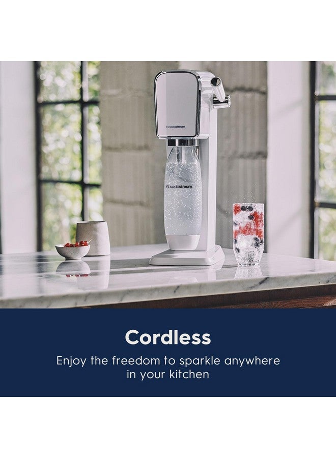 SodaStream صودا ستريم - صانع المياه الغازية ART | مجموعة البداية | نظام CQC CO2 | يتضمن 1x أسطوانة CO2، 1x32 و 1x16 أونصة زجاجات آمنة للغسل في غسالة الصحون، 1x قطرة نكهة Bubly | يمكن دمجها مع نكهات بيبسي | أبيض - Image 5