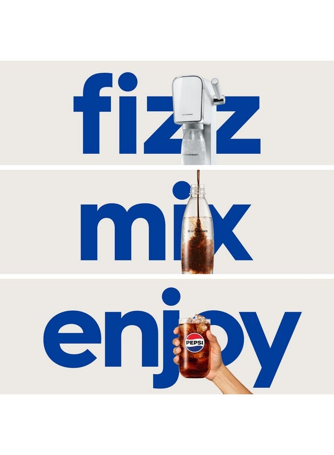 SodaStream صودا ستريم - صانع المياه الغازية ART | مجموعة البداية | نظام CQC CO2 | يتضمن 1x أسطوانة CO2، 1x32 و 1x16 أونصة زجاجات آمنة للغسل في غسالة الصحون، 1x قطرة نكهة Bubly | يمكن دمجها مع نكهات بيبسي | أبيض - Image 2