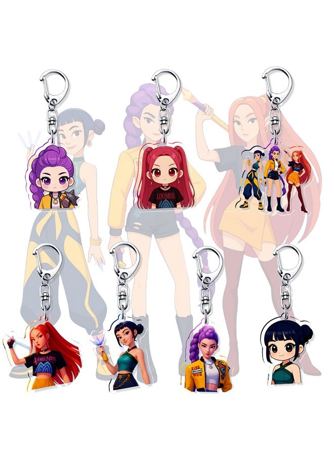 7Pcs Action Figure, Keychains Holder Car Key Ring Mobile Phone Bag Hanging,Unique Action Figures Decorations Gifts for Fans Office Room Figurine Decor - Image 1