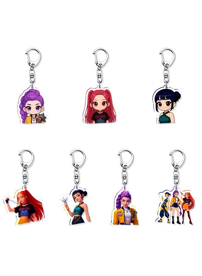 7Pcs Action Figure, Keychains Holder Car Key Ring Mobile Phone Bag Hanging,Unique Action Figures Decorations Gifts for Fans Office Room Figurine Decor - Image 2