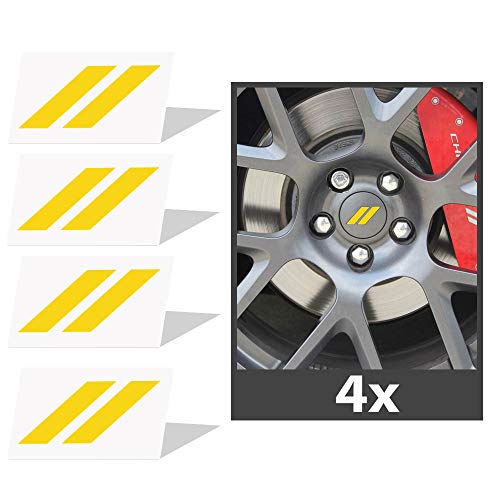 IPG for 2017-2019 Dodge Challenger Hash Rhombus Center Cap Overlay Decals Set of 4 (Yellow) - Image 5