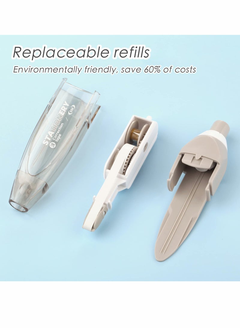 Correction Tape, Quick Dry Refillable Retractable White Out Mini Cute Tape for School Office Students Kids Supplies, 1/5" × 240" 6 pcs - Image 3