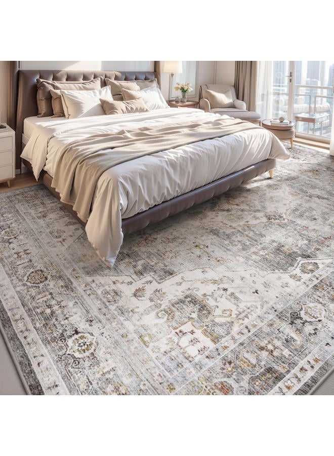 AMOAMI Area Rug - 9x12 Vintage Soft Grey Rug - Non Slip, Washable for Living Room, Bedroom, Dining Room, Office - Image 2