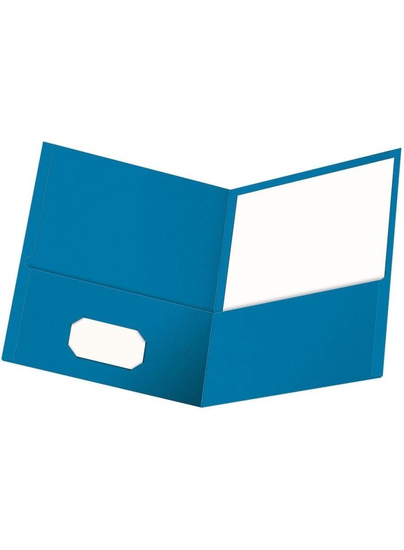 Oxford Oxford Twin-Pocket Folders, Textured Paper, Letter Size, Light Blue, Holds 100 Sheets, Box of 25 (57501EE) - Image 1