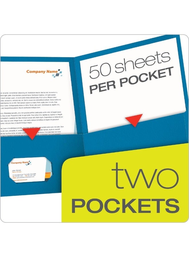 Oxford Oxford Twin-Pocket Folders, Textured Paper, Letter Size, Light Blue, Holds 100 Sheets, Box of 25 (57501EE) - Image 2
