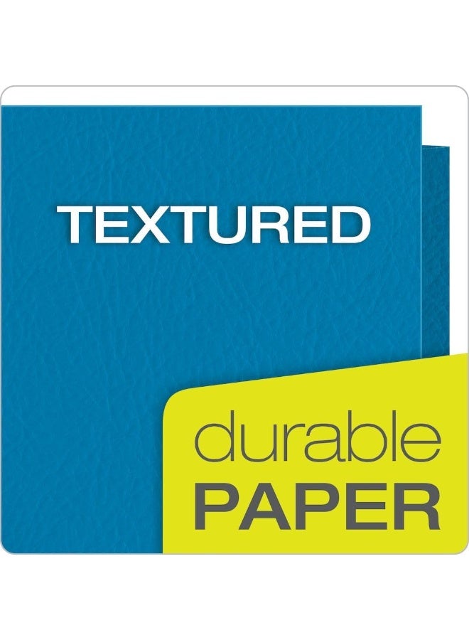 Oxford Oxford Twin-Pocket Folders, Textured Paper, Letter Size, Light Blue, Holds 100 Sheets, Box of 25 (57501EE) - Image 3