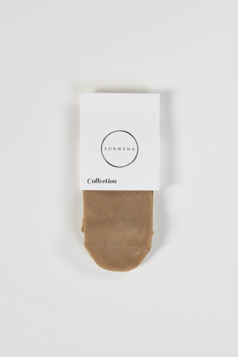 Forwena Beige Glitter Collection Quarter Elastic Seamless Women's Half Sock Socks