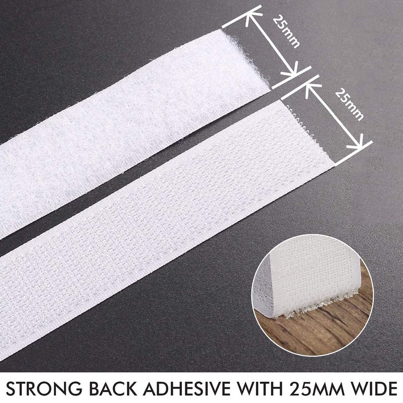 Lifekrafts LifeKrafts Self Adhesive Hook Loop Tapes White 2M Hook2M Loop 25mm Width to Organize Stationaries Arts Crafts Projects Photo Frame etc Sticky Back Strong Glue Back Mounting Fastener Tape  - Image 2