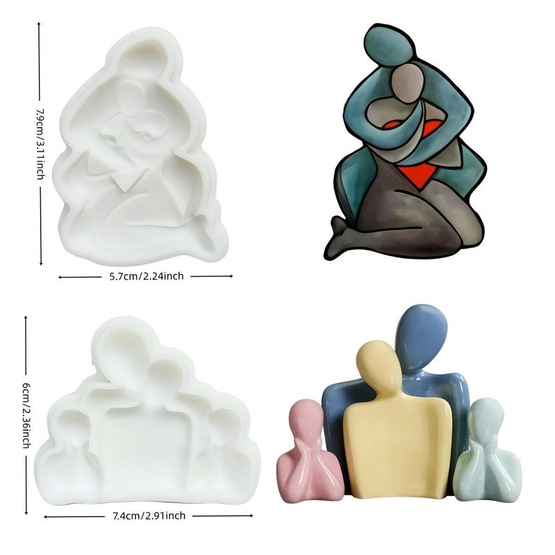 Abstract Figure Sculpture Creative Cake Molds Family Of Four And Couple Embrace Specialty Baking Supplies - Image 3