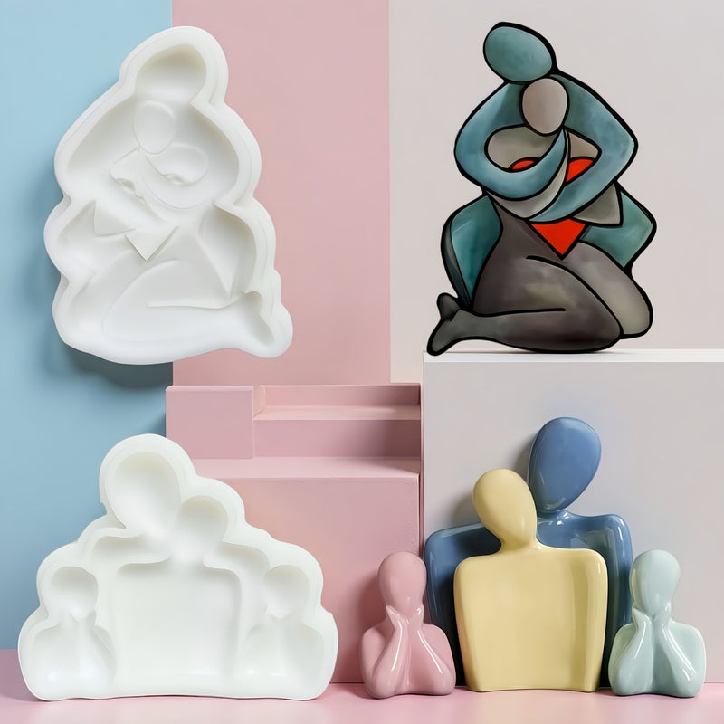 Abstract Figure Sculpture Creative Cake Molds Family Of Four And Couple Embrace Specialty Baking Supplies - Image 2