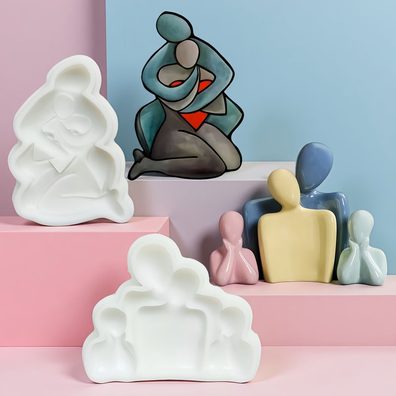 Abstract Figure Sculpture Creative Cake Molds Family Of Four And Couple Embrace Specialty Baking Supplies - Image 1