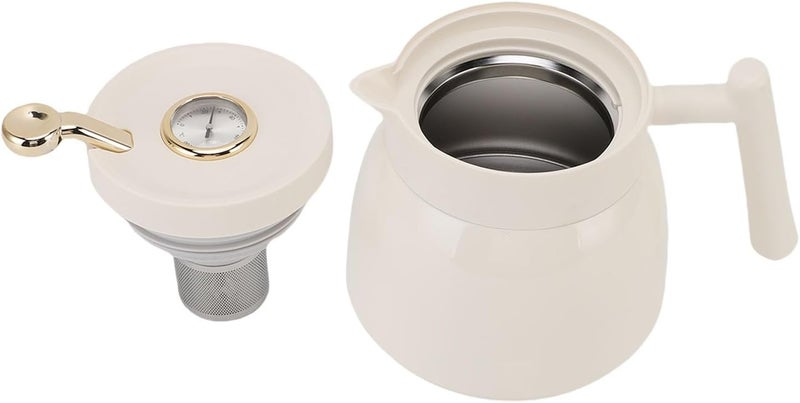 Asixxsix Thermal Coffee Carafe, 880ml Leakproof Insulated Tea Pot Stainless Steel with Mechanical Temperature Display, for Hot Beverages (White) - Image 3