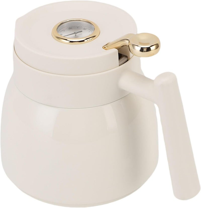 Asixxsix Thermal Coffee Carafe, 880ml Leakproof Insulated Tea Pot Stainless Steel with Mechanical Temperature Display, for Hot Beverages (White) - Image 5