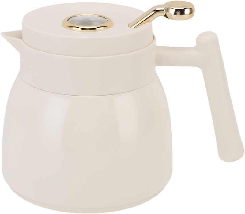 Asixxsix Thermal Coffee Carafe, 880ml Leakproof Insulated Tea Pot Stainless Steel with Mechanical Temperature Display, for Hot Beverages (White) - Image 2