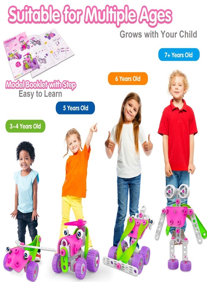 Tsomtto STEM Toys for 4 5 6 7 8+ Year Old Girl Birthday Gifts Pink Educational Building Toys for Kids Ages 4-8 5-7 8-10 Stem Kits Activities Construction Toys for Girls 4-6 6-8 Engineering Creative Games - Image 2