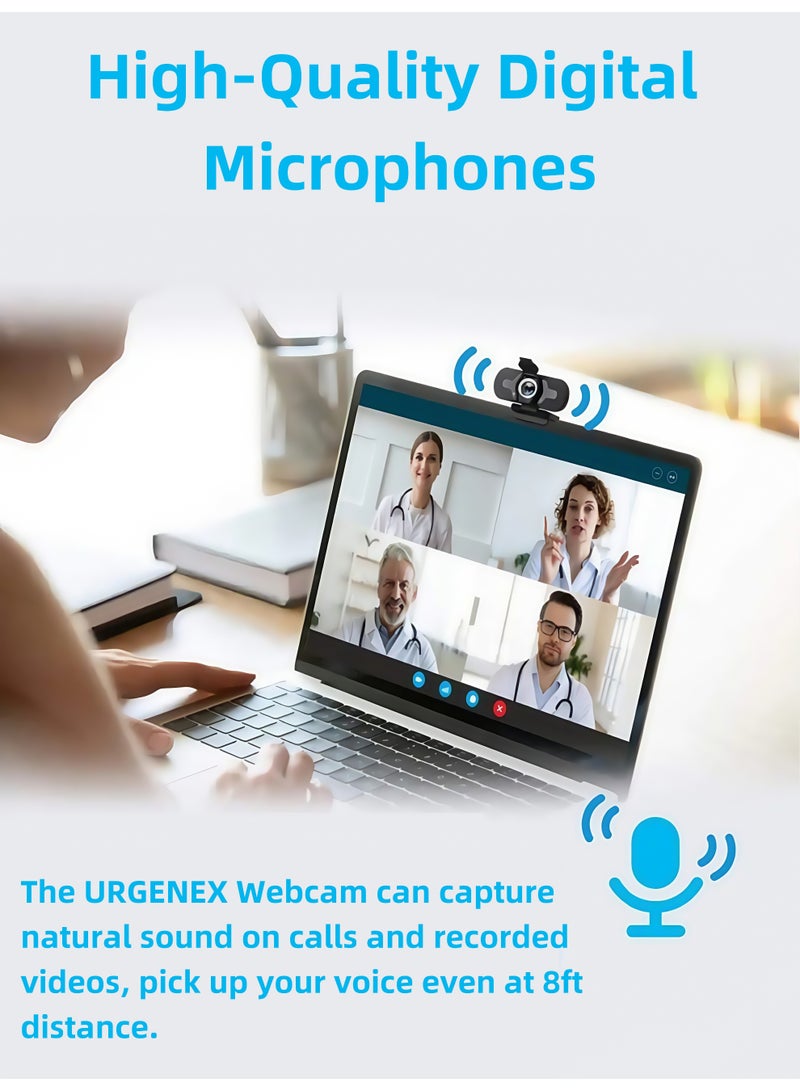 1080P Webcam with Microphone, Full HD USB Camera with Auto Focus, Multi-Angle Adjustment, Plug  Play Driver-Free, Ideal for Video Calls, Live Streaming, Online Meetings, Laptop  PC - Image 2