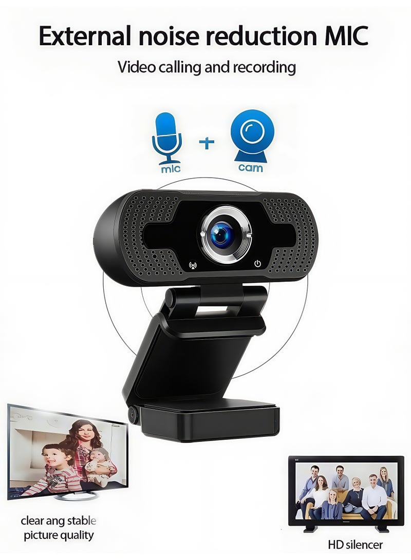 1080P Webcam with Microphone, Full HD USB Camera with Auto Focus, Multi-Angle Adjustment, Plug  Play Driver-Free, Ideal for Video Calls, Live Streaming, Online Meetings, Laptop  PC - Image 4