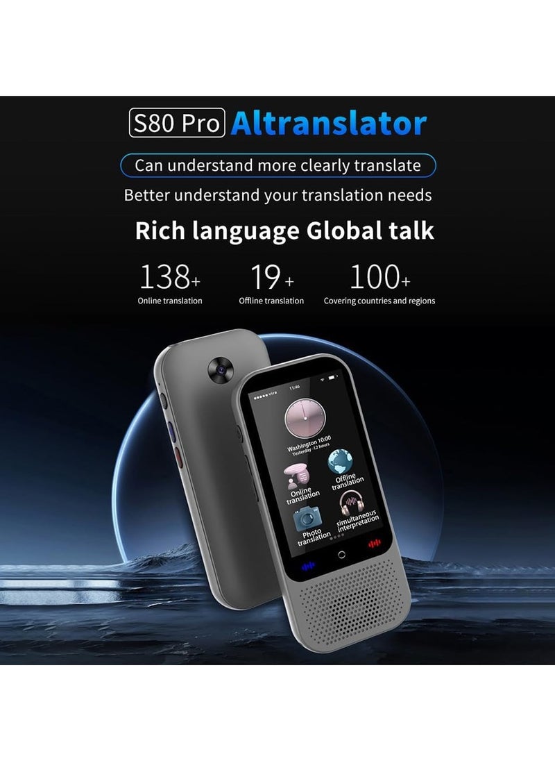 FEND - S80 Pro 18-Languages Offline Translation Device with Camera, Artificial Intelligence Portable Translator Machine - Image 1