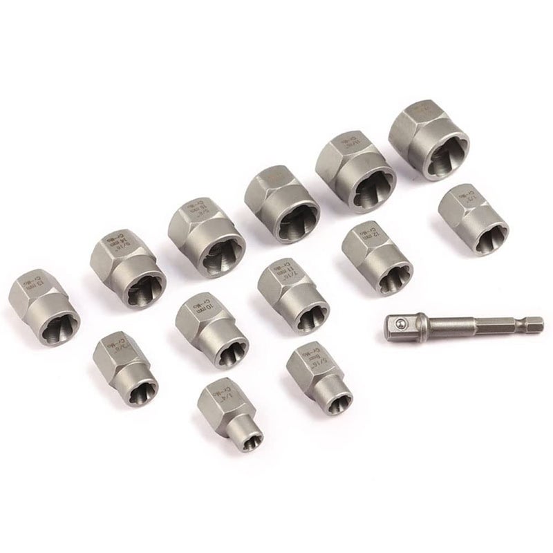 LSLANSOON 3/8â€ Drive Impact Bolt Nut Extractor Set, 13 Pcs Lug Nut Remover Kit 1/4â€-3/4â€ Twist Socket Tool Set with a 1/4â€ Hex Drive to 3/8â€ Socket Adapter - Image 3