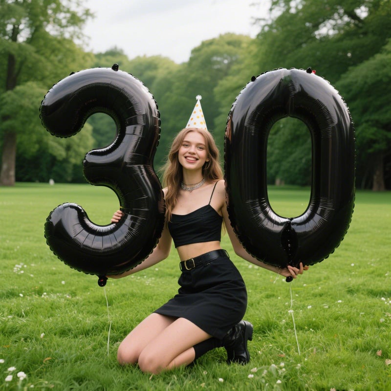 Kelfuoya 40 Inch Black Large Numbers Balloons 0,Number 0 Digital 0 10 20 30 Helium Balloons,Foil Mylar Big Number Balloons for Birthday Party supplies Decorations - Image 3
