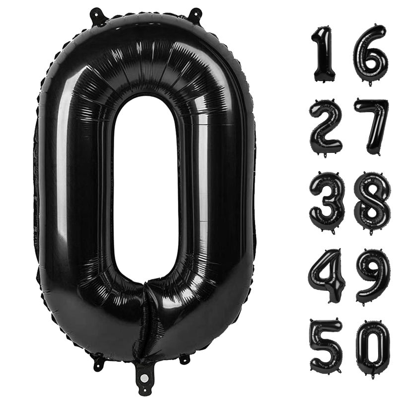 Kelfuoya 40 Inch Black Large Numbers Balloons 0,Number 0 Digital 0 10 20 30 Helium Balloons,Foil Mylar Big Number Balloons for Birthday Party supplies Decorations - Image 1