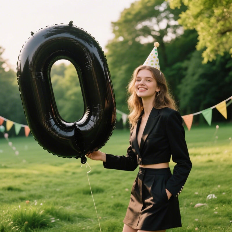 Kelfuoya 40 Inch Black Large Numbers Balloons 0,Number 0 Digital 0 10 20 30 Helium Balloons,Foil Mylar Big Number Balloons for Birthday Party supplies Decorations - Image 4