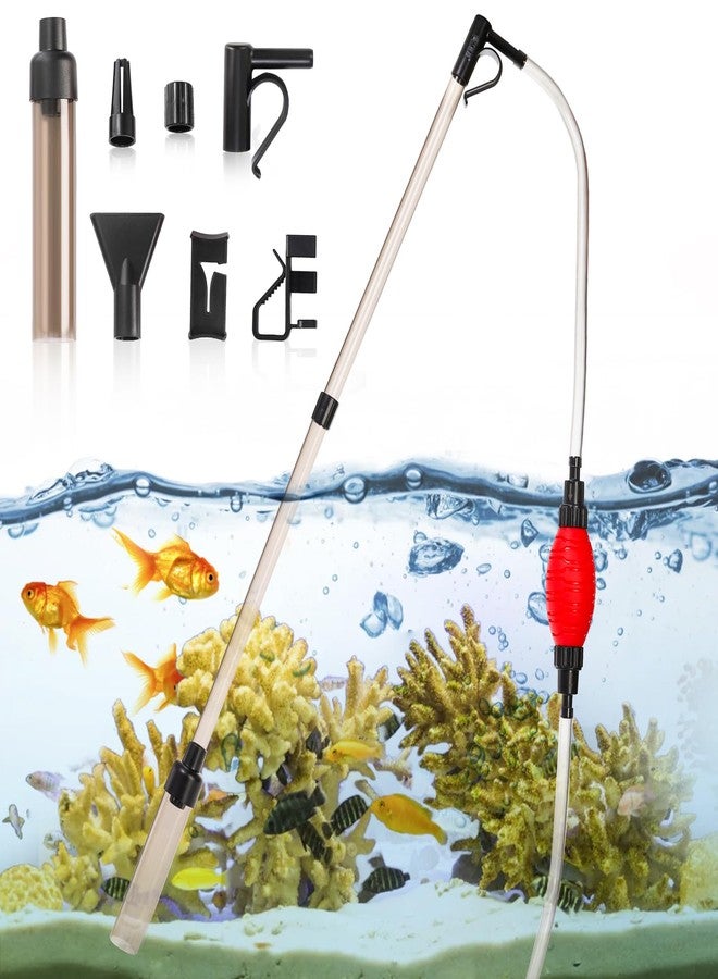 Peohud Small Gravel Vacuum for Aquarium, Multifunctional Fish Tank Cleaner, Aquarium Gravel Cleaning Kit for Water Changing, Sand Cleaning